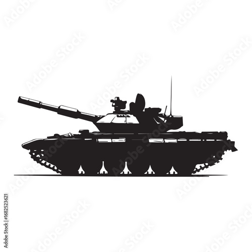 Vector illustration of a detailed military tank, army battle equipment isolated on a white Background 