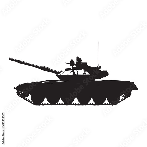 Vector illustration of a detailed military tank, army battle equipment isolated on a white Background 