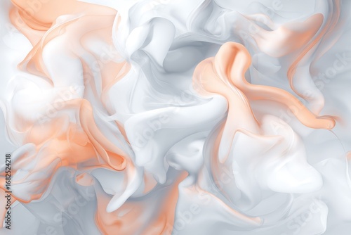 Abstract swirls of peach and white, resembling liquid or paint