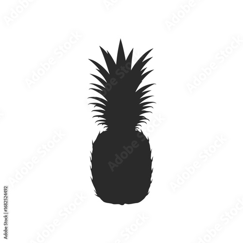 Black Silhouette Illustration of Whole Pineapple Fruit