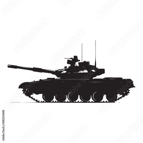 Vector illustration of a detailed military tank, army battle equipment isolated on a white Background 