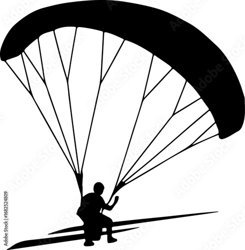 paraglider black silhouette vector illustration