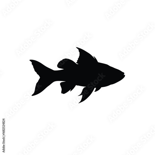 Classic Silhouette Illustration of Fish with Fins