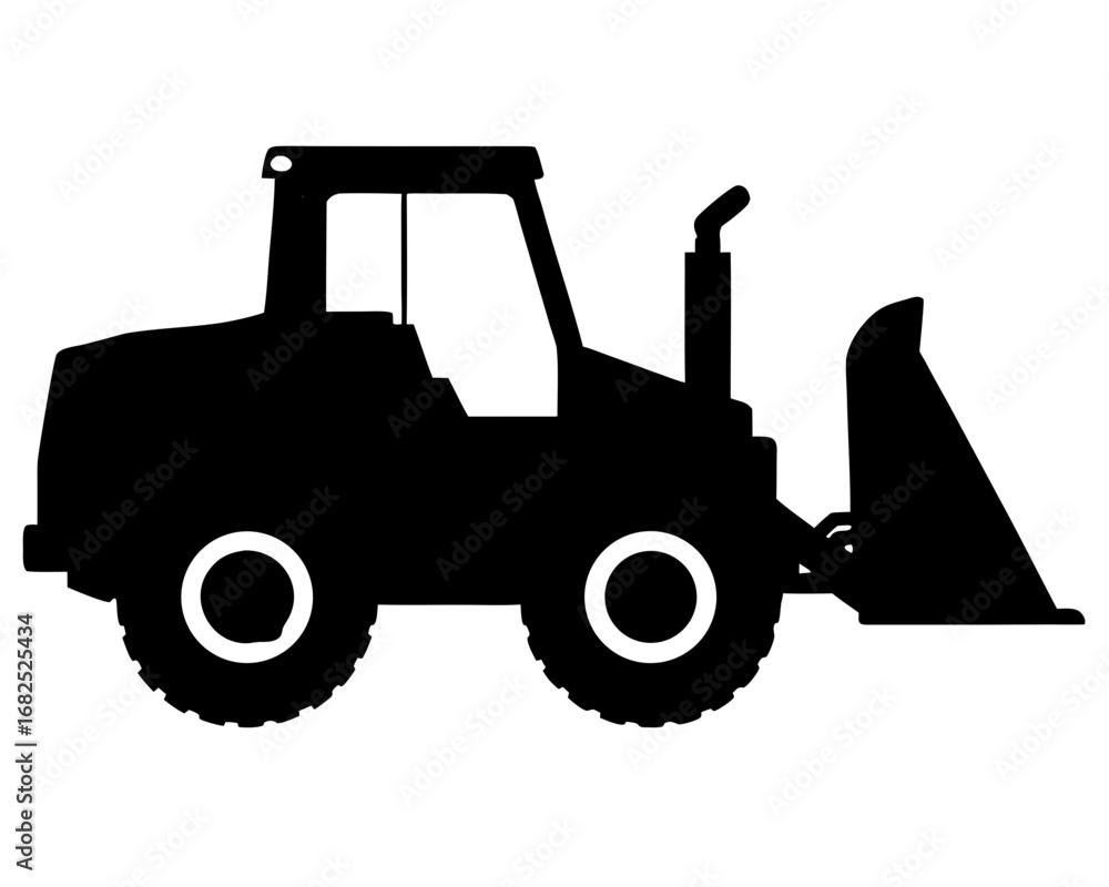 Naklejka premium Silhouette of a front loader construction vehicle vector illustration