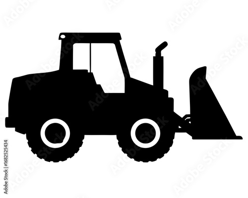 Silhouette of a front loader construction vehicle vector illustration