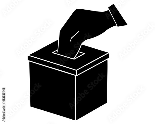 Silhouette of a hand casting a vote into a ballot box vector illustration