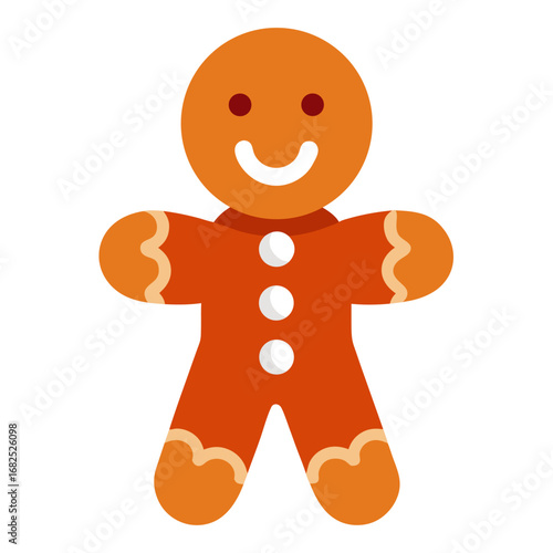Cute gingerbread man cookie vector on white background.