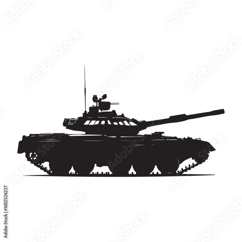 Vector illustration of a detailed military tank, army battle equipment isolated on a white Background 