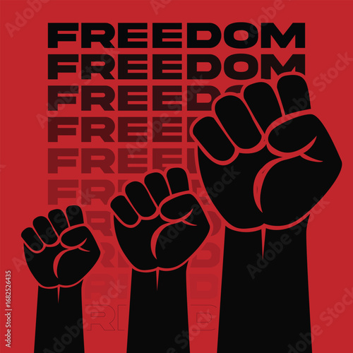Social Movement and Unity Symbols of Fist and Peace Hand