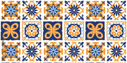 vector illustration traditional tile set