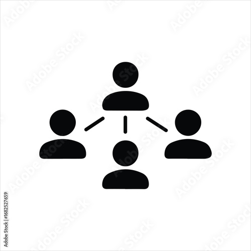 Network or team structure icon with central figure and connections hierarchy