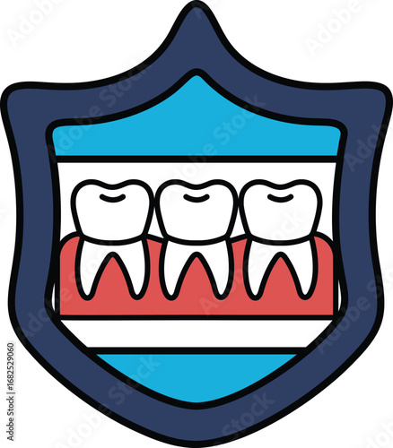 A shield with three teeth on it