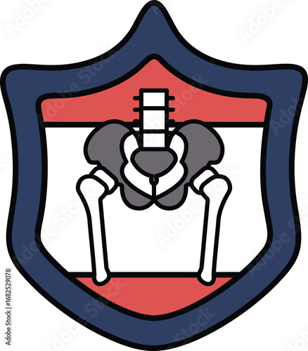 A black and white drawing of a skeleton's hip bone