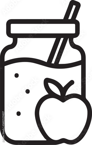Fruit smoothie jar line vector icon