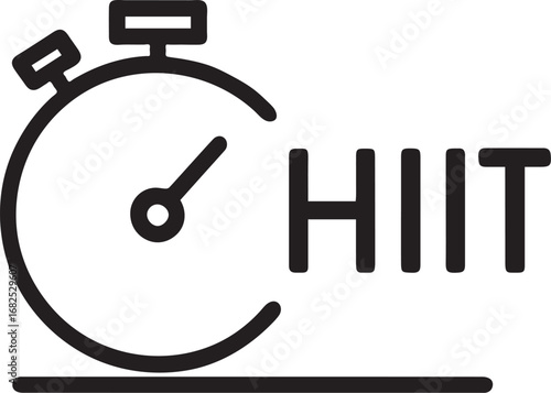 HIIT interval training timer stopwatch line vector icon