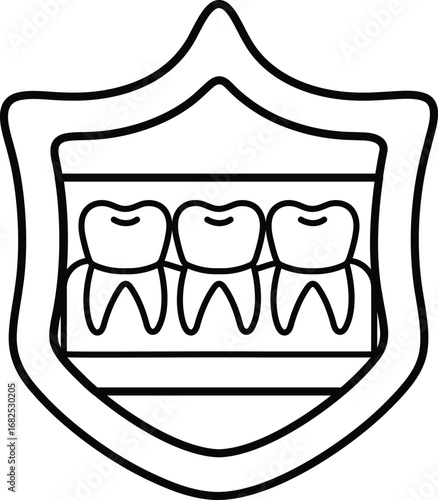 A shield with three teeth on it