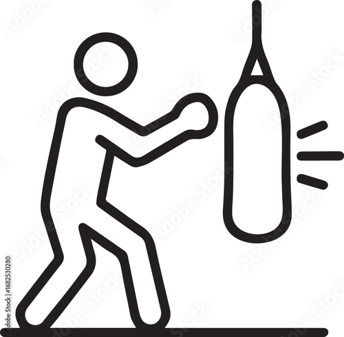 Punching bag workout line vector icon Illustrator Artwork