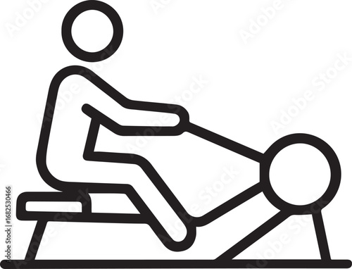 Rowing machine person line vector icon Adobe Illustrator Artwork
