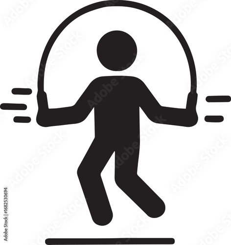Skipping rope silhouette with motion lines vector icon
