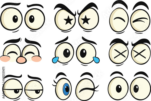 Cartoon Eyes Expressions Set for Animation and Design