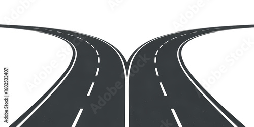 Forked Road Representing Decision Making | Choices and Pathways Concept | Diverging Road Symbolizing Options