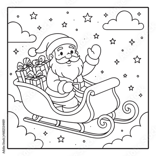 Christmas Coloring Pages Bundle, Christmas Coloring Book Pages, Kids, Adults, Teens, Black and white Drawing, Line Art, Vector Illustration, bold and easy, Coloring book, Coloring Pages, 
