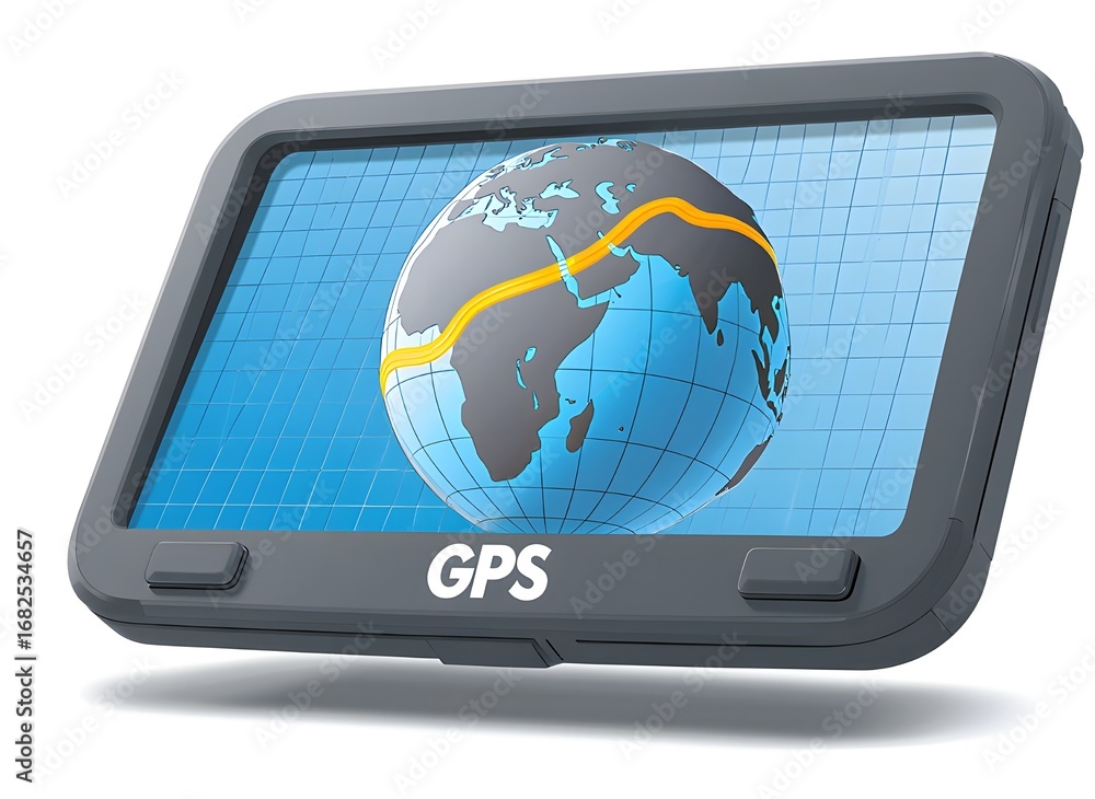 Handheld GPS Navigation Device Displaying Global Route Handheld GPS Navigation Device Displaying Global Route