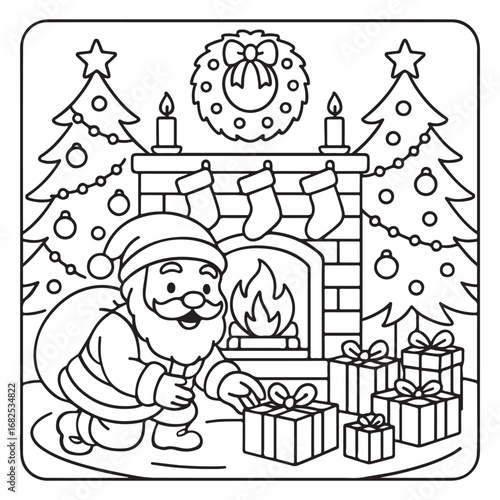 Christmas Coloring Pages Bundle, Christmas Coloring Book Pages, Kids, Adults, Teens, Black and white Drawing, Line Art, Vector Illustration, bold and easy, Coloring book, Coloring Pages, 