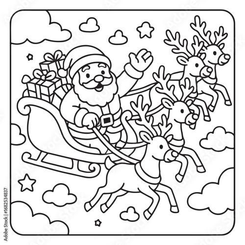 Christmas Coloring Pages Bundle, Christmas Coloring Book Pages, Kids, Adults, Teens, Black and white Drawing, Line Art, Vector Illustration, bold and easy, Coloring book, Coloring Pages, 