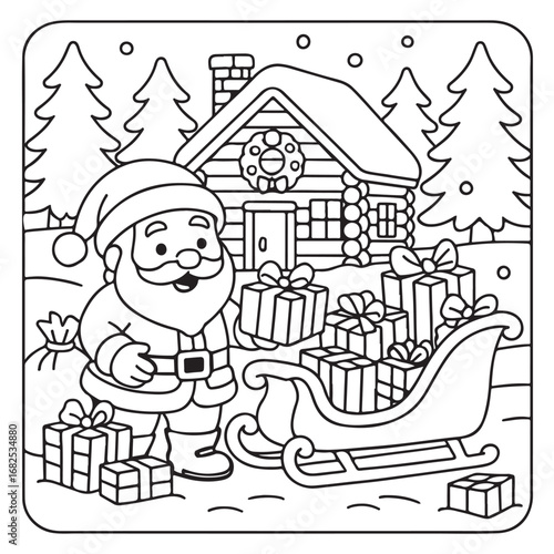 Christmas Coloring Pages Bundle, Christmas Coloring Book Pages, Kids, Adults, Teens, Black and white Drawing, Line Art, Vector Illustration, bold and easy, Coloring book, Coloring Pages, 
