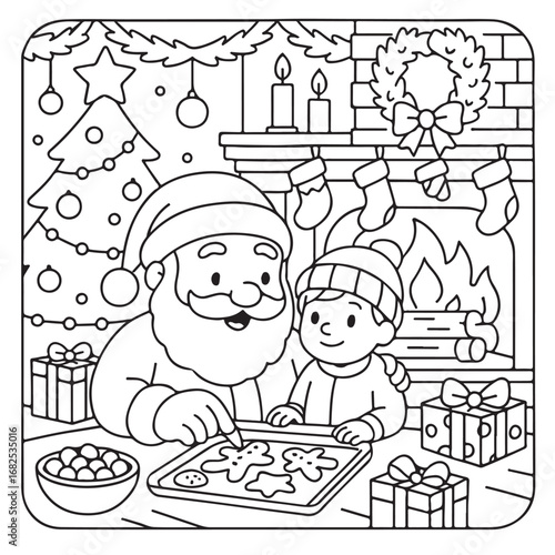 Christmas Coloring Pages Bundle, Christmas Coloring Book Pages, Kids, Adults, Teens, Black and white Drawing, Line Art, Vector Illustration, bold and easy, Coloring book, Coloring Pages, 