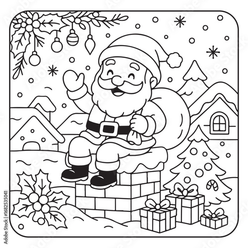 Christmas Coloring Pages Bundle, Christmas Coloring Book Pages, Kids, Adults, Teens, Black and white Drawing, Line Art, Vector Illustration, bold and easy, Coloring book, Coloring Pages, 