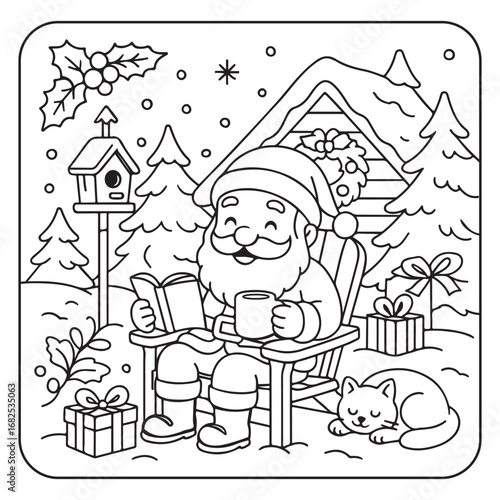 Christmas Coloring Pages Bundle, Christmas Coloring Book Pages, Kids, Adults, Teens, Black and white Drawing, Line Art, Vector Illustration, bold and easy, Coloring book, Coloring Pages, 