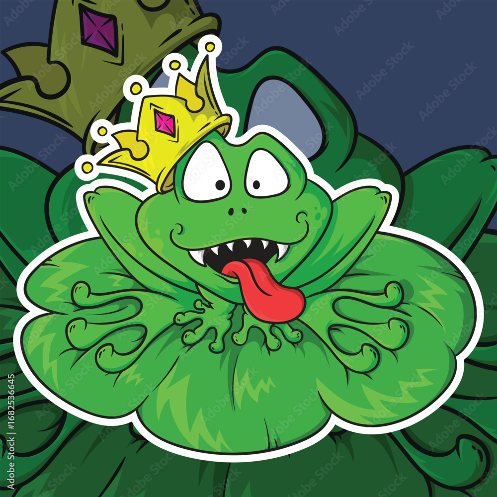 Fototapeta premium Funny Cartoon Frog Prince Vector Illustration
