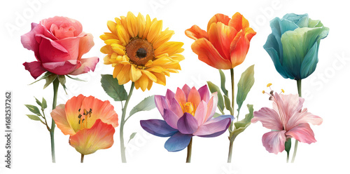 Wallpaper Mural Vibrant Floral Collection of Isolated Flowers with Transparent Background Torontodigital.ca