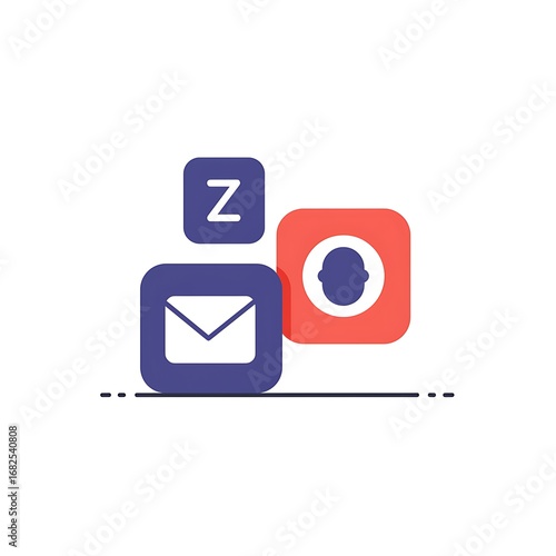 Wallpaper Mural Digital icons representing email, sleep, and user profile arranged in a layered composition. Torontodigital.ca