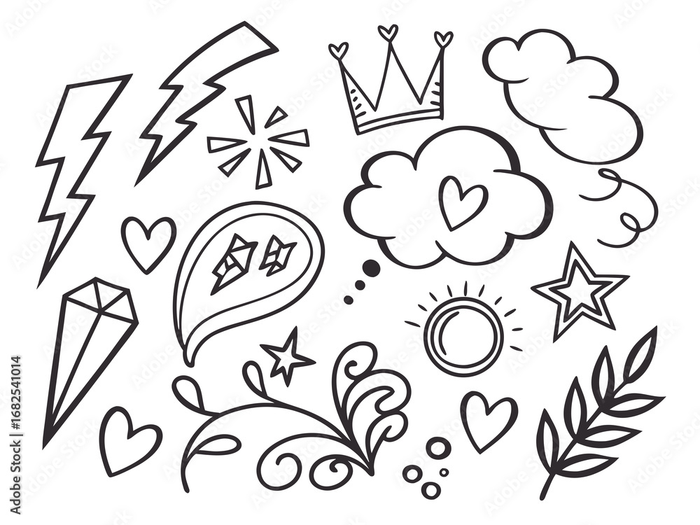 Fototapeta premium Hand Drawn Doodle Elements Collection drawing sketch