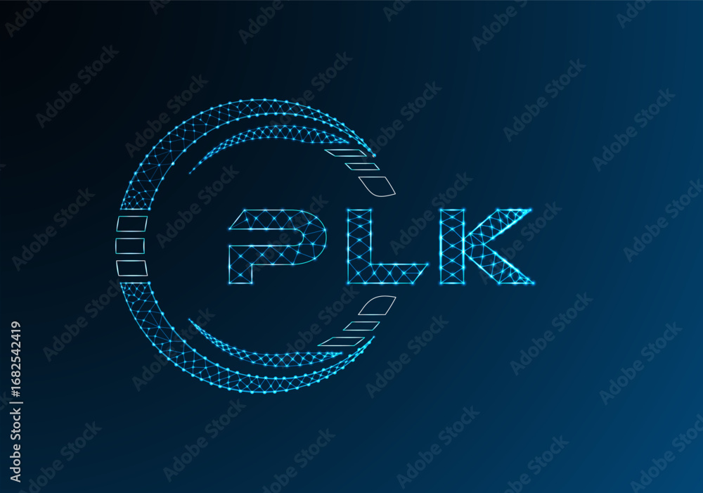 Naklejka premium PLK low poly letter logo vector design. PLK lower poly logo design. Low poly logo.