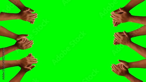 Applause effect with hands clapping on a green screen background. Concept of victory and awards with copy space.