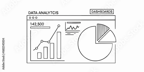 Data analytics dashboard sketch showcasing key performance indicators (KPIs) and data visualization elements for business insights and reporting