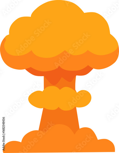 Cartoon style explosion shaped like an orange mushroom cloud. Flat design, great for icons, games, animations, and infographics.