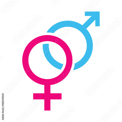 Black and white gender symbols, male and female, overlapping.