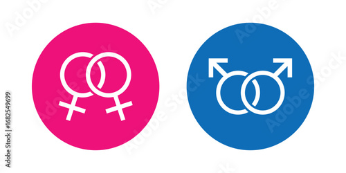 Male and female gender symbols vector illustration. Black isolated icons for man and woman. Sex, equality, identity, relationship, human, heterosexual concept. Mars and Venus signs design.