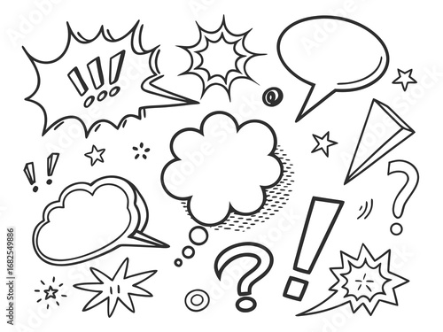 Assortment of Comic Book Speech Bubbles and Punctuation Marks thought bubble cartoon