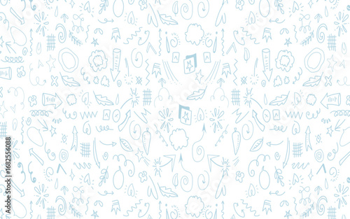 Set of cute pen line doodle element vector. Hand drawn doodle style collection