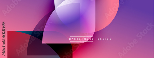 Abstract geometric shapes overlap, creating vibrant pink, purple gradients. Modern design element for backgrounds, presentations.