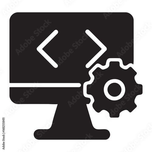 Software Development Silhouette Icon – Coding, Programming, and Technology Concept