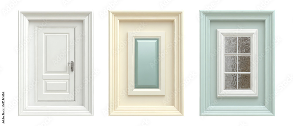Fototapeta premium Isolated Elegant Doors and Frames Collection on Transparent Background