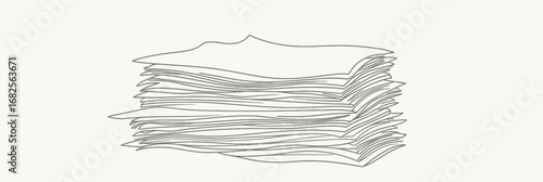 Minimalist one line drawing stack of newspapers pile outline vector illustration news media press journalism paper delivery concept modern design graphic art