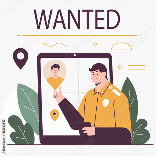 Police Officer Online Service Platform – Detective Interrogation, City Patrol, Community Policing, and Wanted Database Vector Illustration
